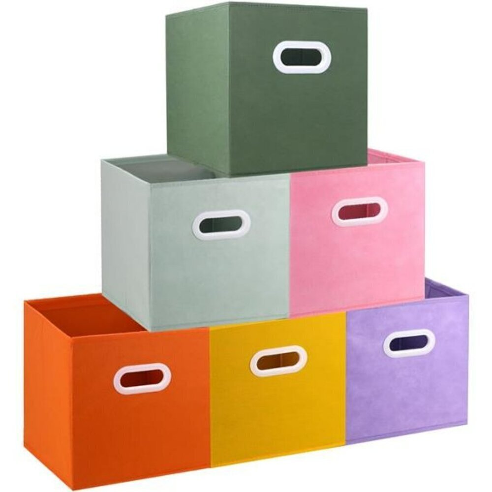 Storage Cubes11-inch Cube Storage Bin 6 Sets Foldable Fabric Storage Multicolour